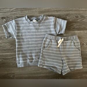 Striped Gray Short Sleeve Set